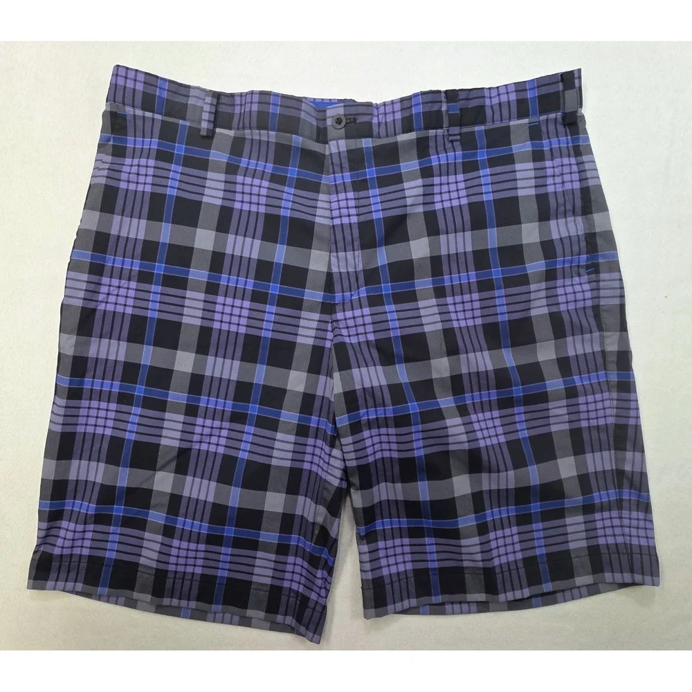 Nike Golf Shorts Mens 40 LIMITED USE‎ Plaid Flat Front Dri Fit Tour Performance